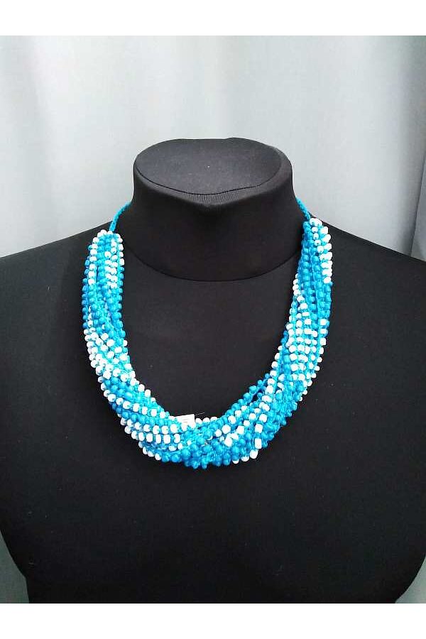 Light-blue twisted cobweb necklace